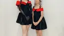 Ayu Ting-Ting dan Bilqis mengenakan mini dress hitam merah ala Sailormoon rancangan Felissa Thung [@ayutingting92]