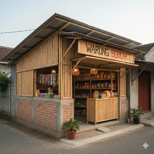 Ide Desain Warung Sembako Hemat Biaya Modal Kecil (Image by Gemini AI)