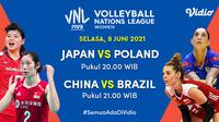 Live Streaming Volleyball Nations Legaue 2021 Selasa 8 Juni 2021 di Vidio. (Sumber : dok. vidio.com)