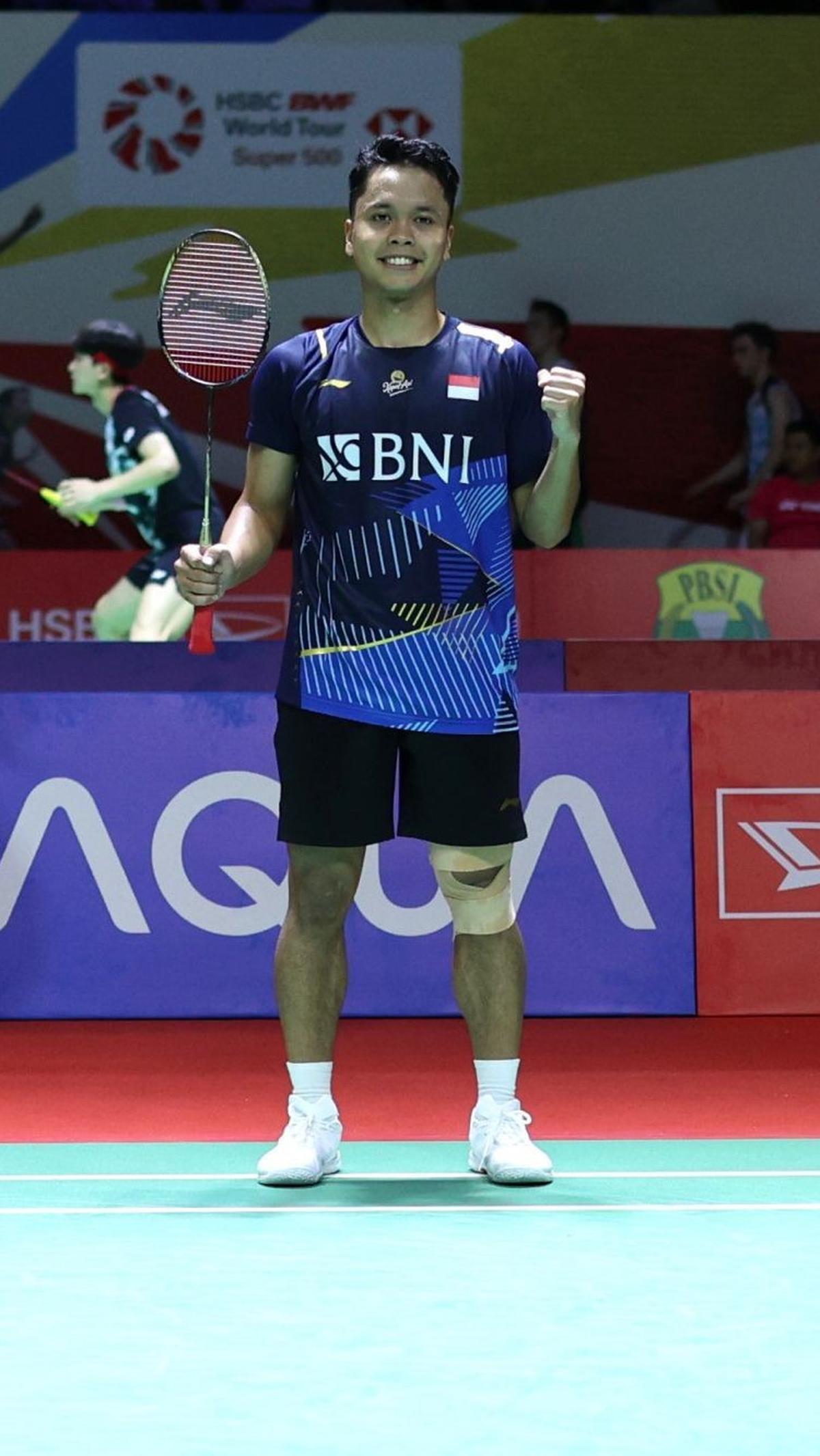 Dalam laga ini, Ginting menunjukkan keunggulannya sebagai tunggal putra terbaik Indonesia dengan meraih kemenangan dalam dua game langsung.<br>(Foto Bola.com/M Iqbal Ichsan)<br>