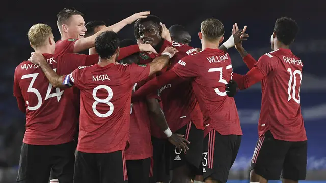 Paul Pogba Cetak Gol, Manchester United Hajar Brighton 3-0 di Piala Liga Inggris