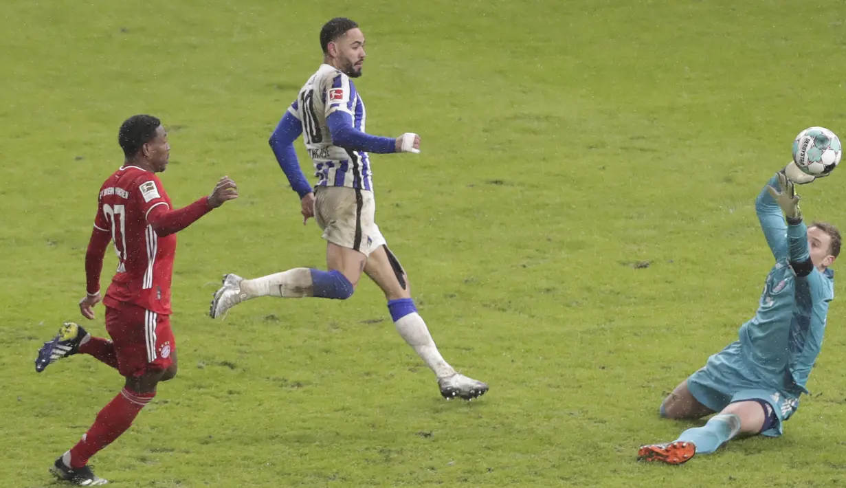 Menjamu Bayern di Olympiastadion, Sabtu (6/2/2021) dini hari WIB, Hertha Berlin lebih dulu menebar ancaman. (Foto: AP/Pool/Michael Sohn)
