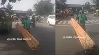 Driver ojol angkut balok kayu (TikTok/@jhon.jhon245)