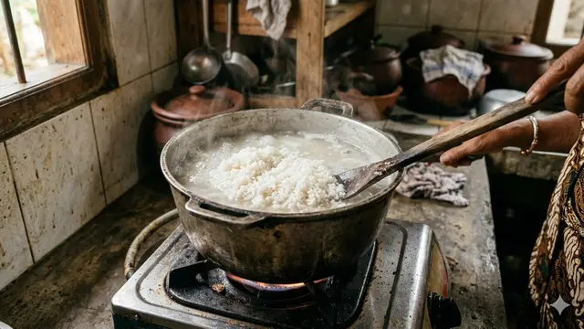 Cara Memasak Nasi ala Orang Desa (Foto: Gemini AI)