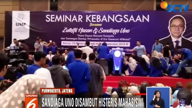 Teriakan Histeris Mahasiswi di Purwokerto Sambut Sandiaga Uno