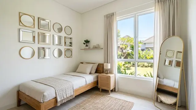 Kamar Tidur dengan Warna Netral dan Terang