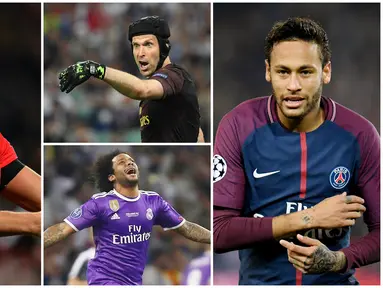 Berikut ini pesepak bola yang juga eksis sebagai YouTober. Diantaranya adalah Marcelo, Peter Cech dan Neymar. (Foto Kolase AP dan AFP)