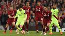 Barcelona. Lionel Messi dkk pernah 17 kali tampil di semifinal Liga Champions saat berseragam Barcelona. Terakhir kali mereka tampil di semifinal adalah di musim 2018/2019. Saat itu Barcelona disingkirkan Liverpool dalam dua leg dengan agregat 3-4. (AFP/Oli Scarff)