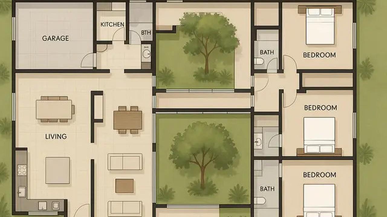 Denah Rumah 1 Lantai 3 Kamar Tidur dan Garasi, Ini Referensi untuk Punya Hunian Mininalis Modern