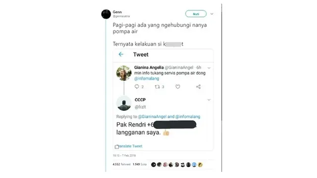 Dikira Tukang Servis Pompa Air  (Sumber: Twitter)