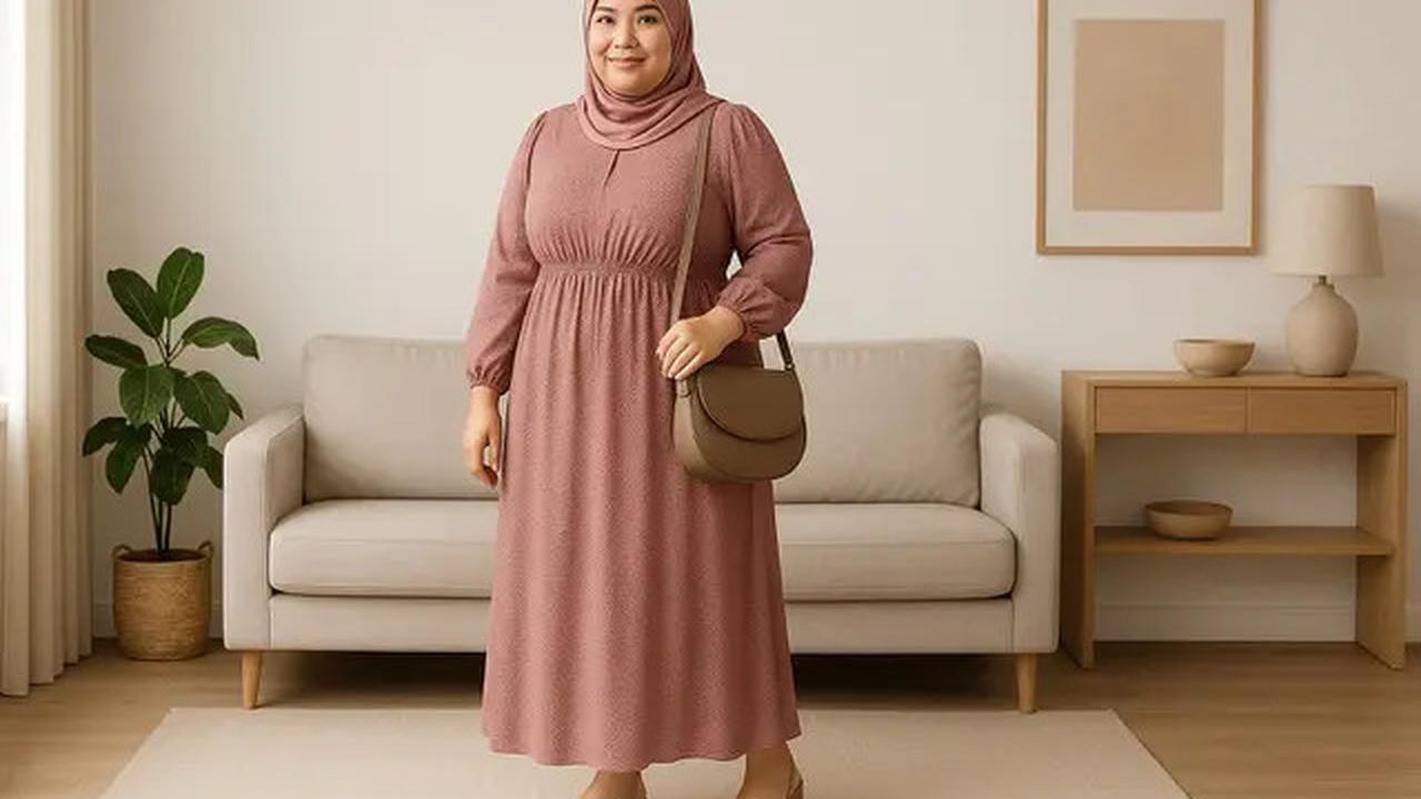 7 Inspirasi Model Gamis Motif Kecil Terbaru untuk Ibu Ibu Gemuk, Terlihat Langsing dan Elegan di 2025