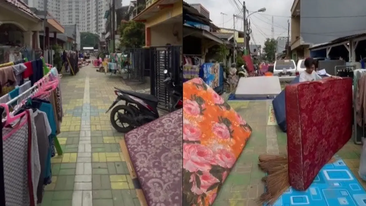 Pemandangan Usai Banjir Surut, Jalan Kampung Dipenuhi Jemuran