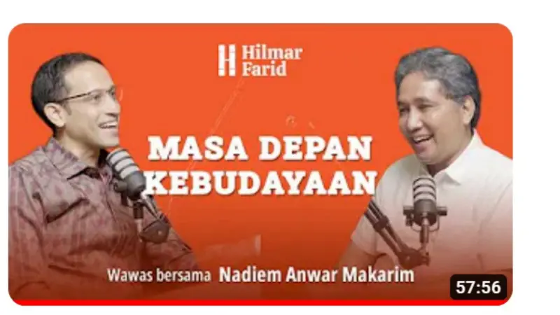 Mendikbudristek RI Nadiem Makarim dalam diskusi 'Kultur Wawas bersama Hilmar Farid bertajuk Menjawab Tantangan Masa Depan Kebudayaan Indonesia'.