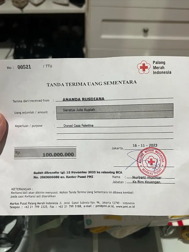 Ananda Omesh Serahkan Uang Hasil Lelang Motor Langkanya untuk Donasi ke Palestina Melalui PMI dan Kedubes