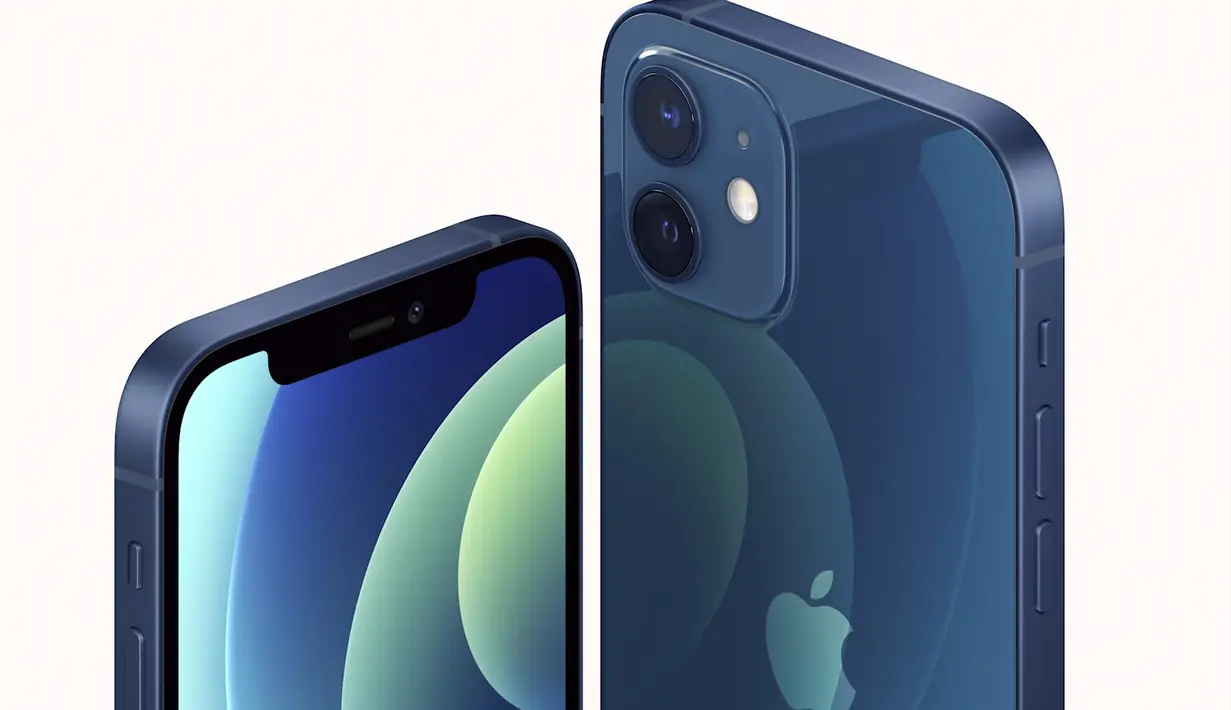 Tampilan salah satu seri iPhone 12 yang dilengkapi dengan teknologi 5G sehingga lebih cepat diluncurkan Apple pada Selasa (13/10/2020). Apple meluncurkan seri iPhone 12 yang mendukung teknologi seluler 5G. (Apple via AP)