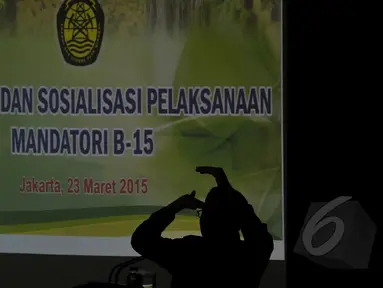 Kementerian Energi dan Sumber Daya Mineral meluncurkan dan menyosialisasikan pelaksanaan Mandatori B-15, Jakarta, Senin (23/3/2015). (Liputan6.com/Johan Tallo)