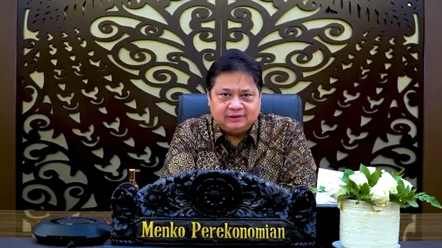 Menteri Koordinator Bidang Perekonomian Airlangga Hartarto dalam acara Global TB Caucus Discussion dengan tema “Recover Together, Recover Stronger: Synergizing G20 and G7 Presidencies for A Stronger Response To Health Crises”.  (Sumber ekon.go.id)
