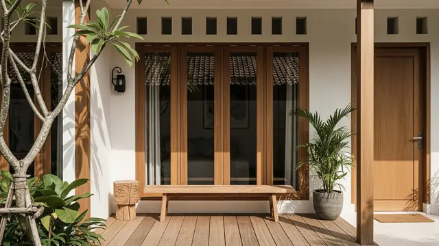 Teras Minimalis dengan Material Kayu