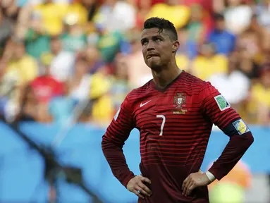 Meski unggul 2-1 atas Ghana, Cristiano Ronaldo gagal membawa Portugal masuk babak 16 besar Piala Dunia 2014, Brasil, (26/6/2014). (REUTERS/Jorge Silva)