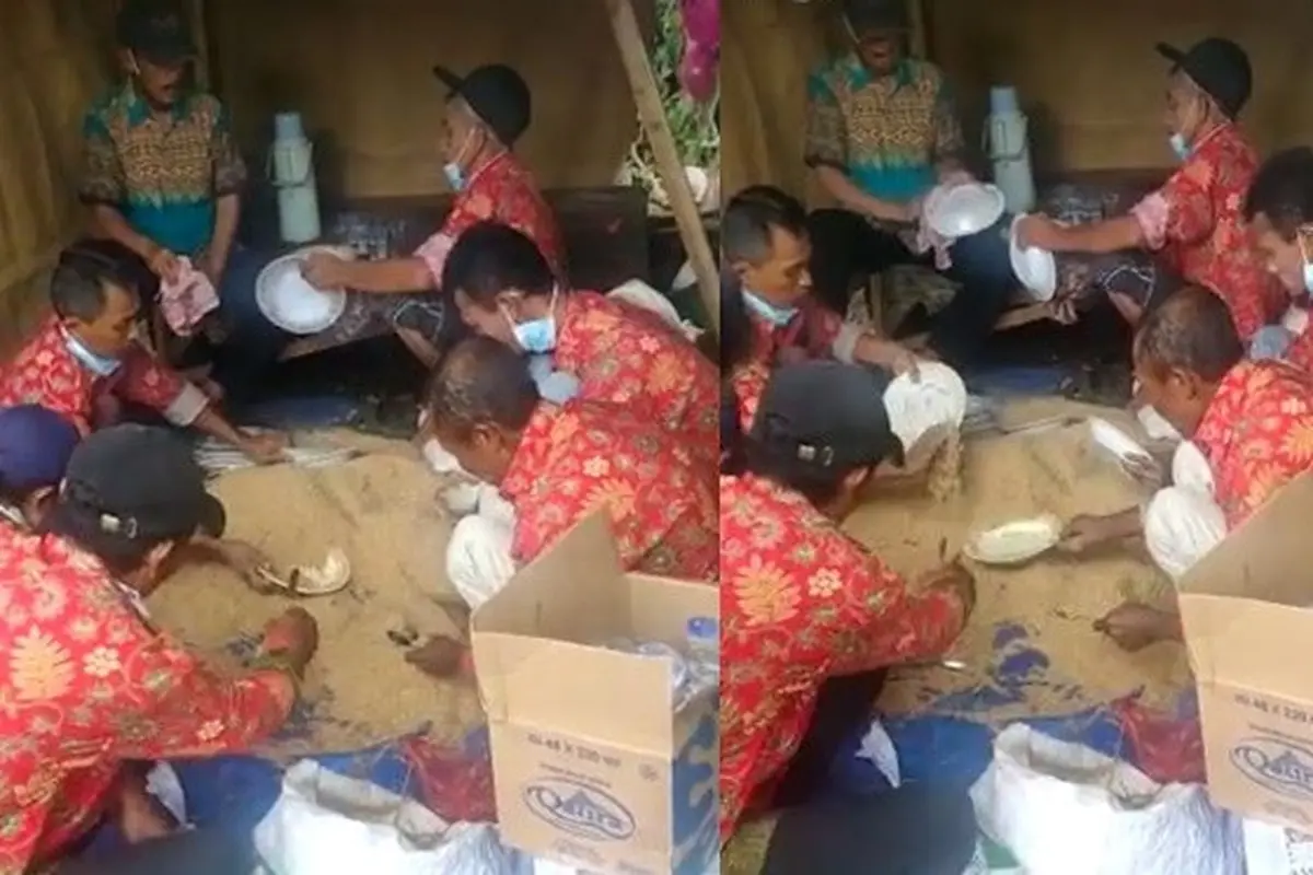Viral Bapak-Bapak Cuci Piring di Hajatan Pakai Serbuk Kayu, Bikin Melongo