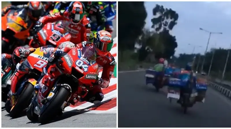 Aksi Pedagang Pentol Balapan Ala MotoGP Ini Bikin Deg-Deg'an