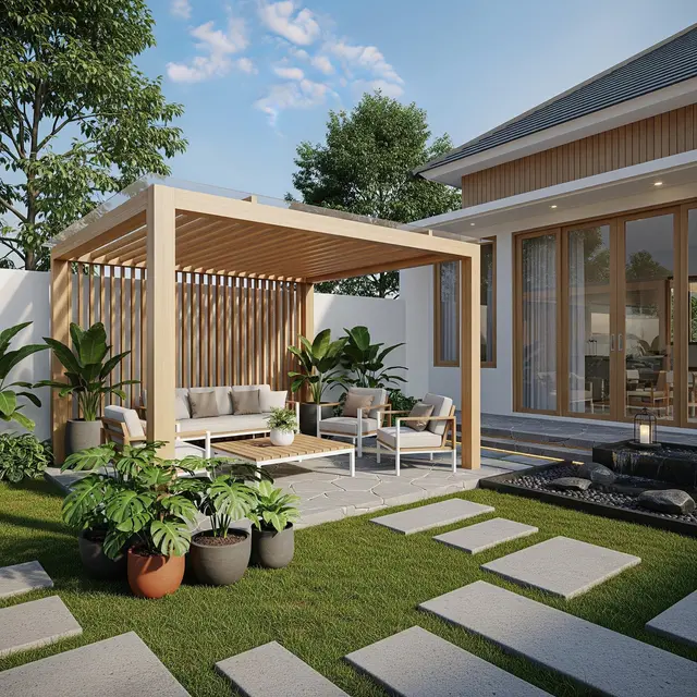 Model Pergola Kayu untuk Halaman Belakang