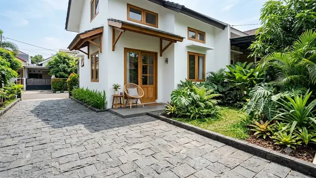 Paving Batu Alam Andesit dengan Finishing Bakar