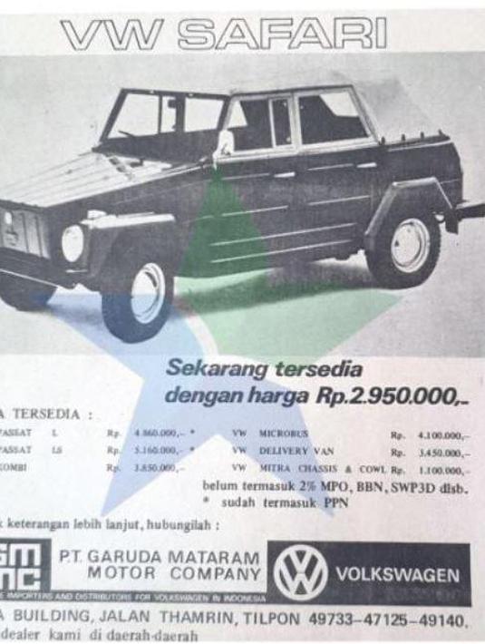 Iklan VW Safari yang dijual dalam kondisi baru medio 1970an dibanderol tak sampai Rp3 juta. (Source: perpusnas.go.id)