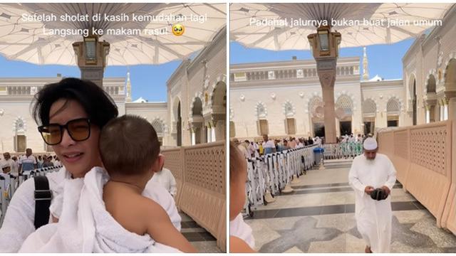 6 Momen Rey Mbayang Ajak Anak ke Makam Rasulullah SAW, Banjir Pujian