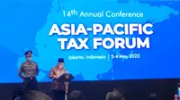Wakil Presiden (Wapres) KH Ma'ruf Amin dalam di acara 14th Annual Conference Asia-Pasific Tax Forum, Rabu (3/5/2023).