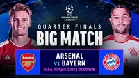 Link Siaran Langsung Liga Champions: Arsenal Vs Bayern Munchen di Vidio, 10 April 2024
