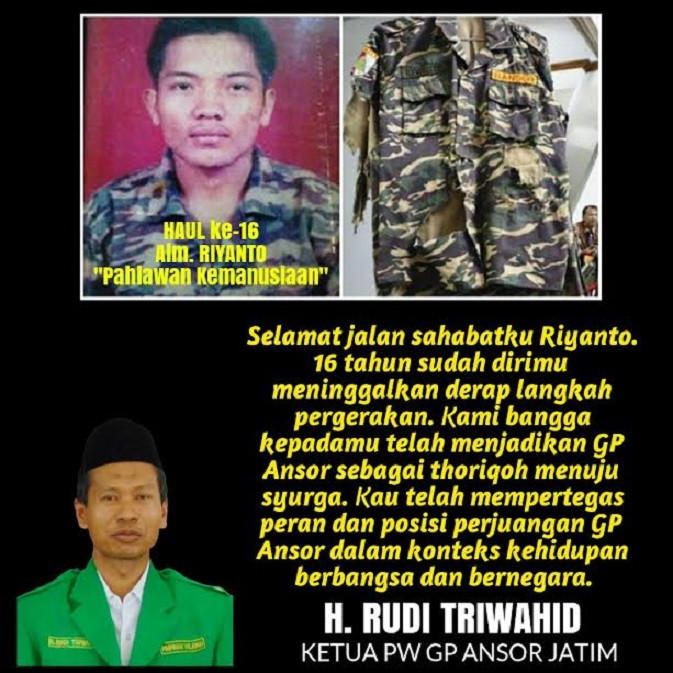 Riyanto, anggota banser yang gugur saat menjaga gereja di Malam Natal (Liputan6.com / Dian Kurniawan)