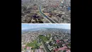 Perbandingan kondisi salah satu wilayah di Aceh setelah 10 tahun peristiwa tsunami berlalu. (AFP PHOTO/CHOO Youn-KONG-atas, AFP PHOTO/Chaideer Mahyuddin-bawah)