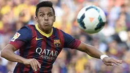 Alexis Sanchez bermain untuk Barcelona pada 2011 hingga 2014 dan tampil sebanyak 88 kali dengan mencetak 39 gol. (AFP/Lluis Gene)