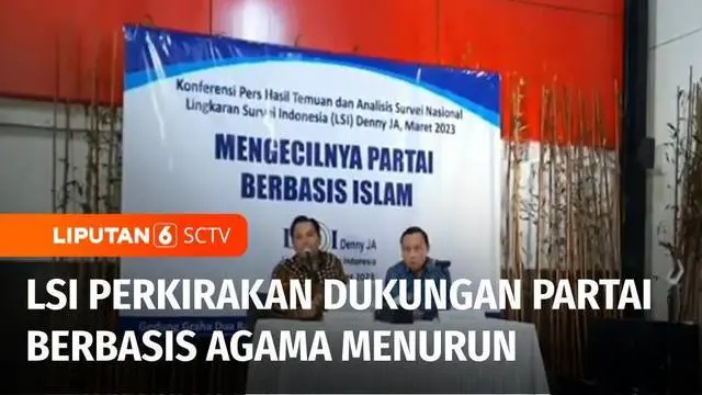 Lembaga Survei Lingkaran Survei Indonesia memperkirakan dukungan partai berbasis agama akan menurun pada pemilu 2024. LSI mengungkapkan salah satu faktor penyebab menurunnya dukungan partai berbasis agama, tidak adanya inovasi untuk menarik suara dar...