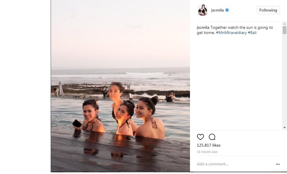 Jessica Mila menikmati sinar matahari sambil berendam (Foto: Instagram)