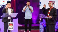 Para calon wakil presiden pada Pemilu 2024 memaparkan visi misi dalam debat kedua Cawapres 2024 di Jakarta Convetion Center, Jumat (22/12/2023). (Liputan6.com/Faizal Fanani)
