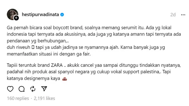 Unggahan Threads Hesti Purwadinata