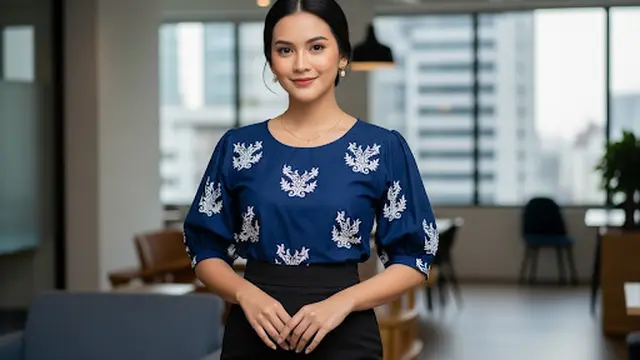 Blus Batik Lengan Puff Minimalis