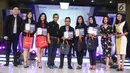 Para pemenang audisi news presenter competition EGTC 2018 foto bersama dengan para juri di Universitas Negeri Semarang (UNNES), Semarang, Kamis (19/). Audisi news presenter competition EGTC 2018 memenangkan 5 finalis. (Liputan6.com/Herman Zakharia)