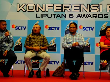 Suasana konferensi pers ajang Liputan6 Awards 2015 di SCTV Tower, Senayan City, Jakarta, Selasa (12/5/2015). Malam Puncak Penganugerahan Liputan6 Awards akan berlangsung pada 20 Mei mendatang di Studio 6 Emtek City. (Liputan6.com/Faisal R Syam)