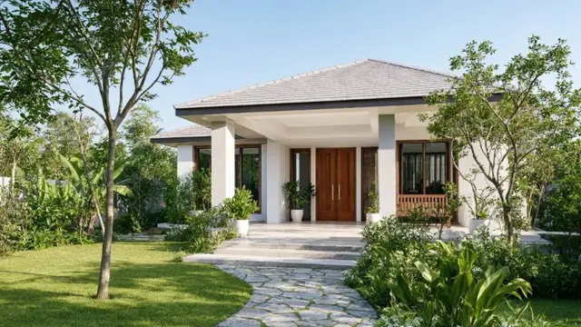 Inspirasi Halaman Rumah Tanpa Pagar Depan (AI Generated)
