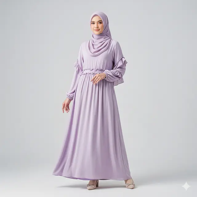 Inspirasi Long Dress Muslim Kombinasi Warna Pastel Kekinian. Gemini