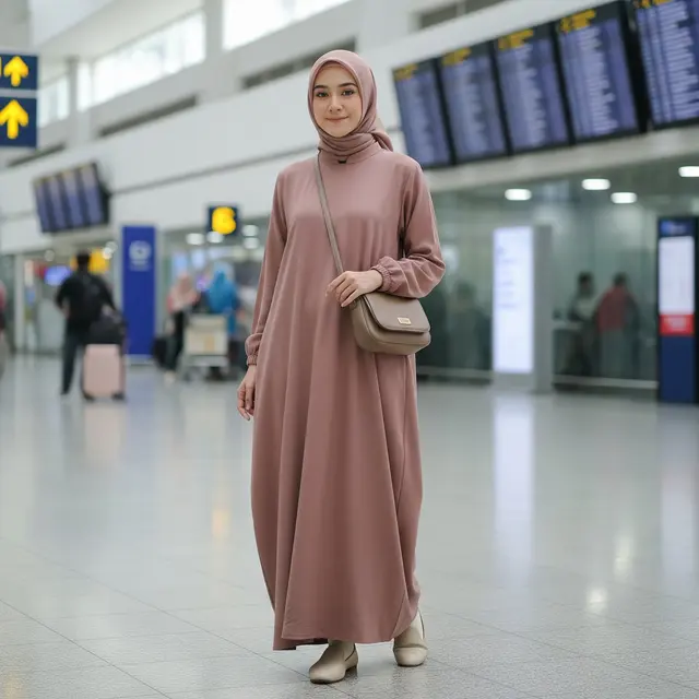 9 Model Gamis Praktis untuk Traveling Jauh, Tampil Modis dan Nyaman