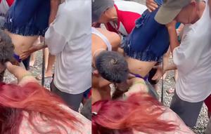 Tangkapan layar video amatir saat warga memberi pertolongan pertama pada korban tenggelam di Pantai Cukuh Batu Tanggamus, Lampung. Foto : (Dok. Istimewa).