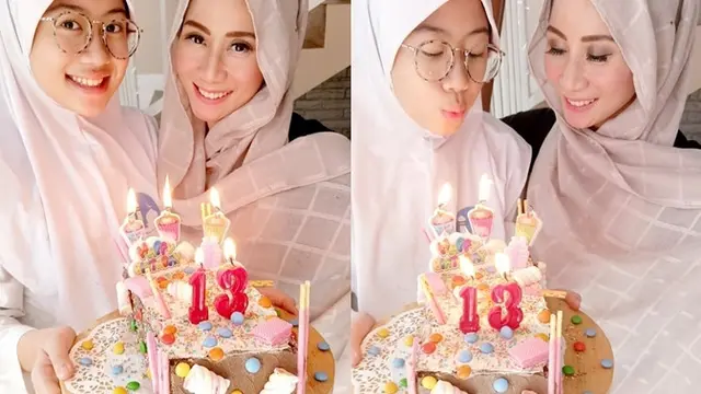 Cyntia Livianty saat merayakan ulang tahun anak perepmuannya, bak kakak adik.