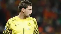 Ekspresi kiper Belanda Maarten Stekelenburg di laga final PD 2010 melawan Spanyol di Soccer City Stadium, Johannesburg, 11 Juli 2010. AFP PHOTO / JEWEL SAMAD 