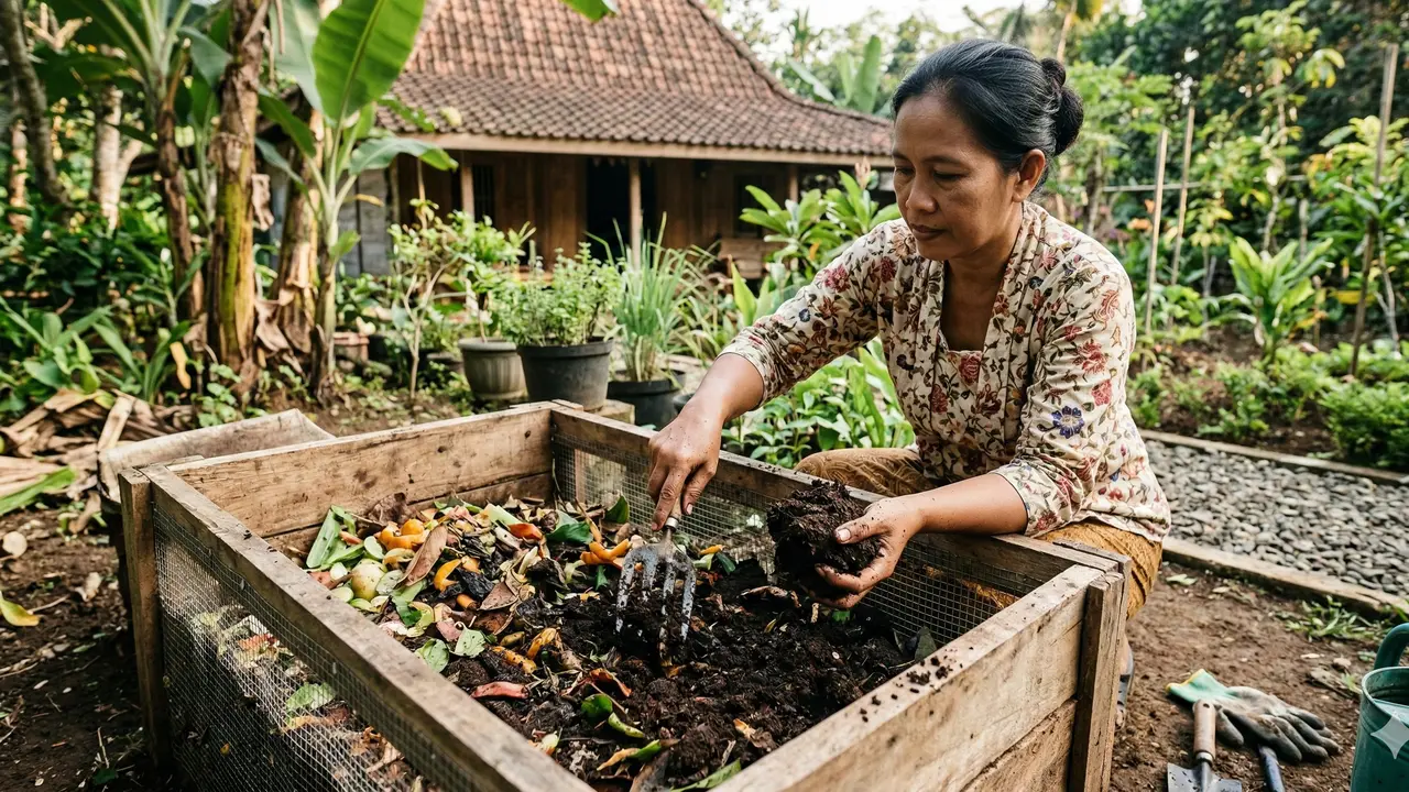 Cara Mengolah Sampah Dapur Jadi Pupuk Tanpa Bau (Foto: Gemini AI)