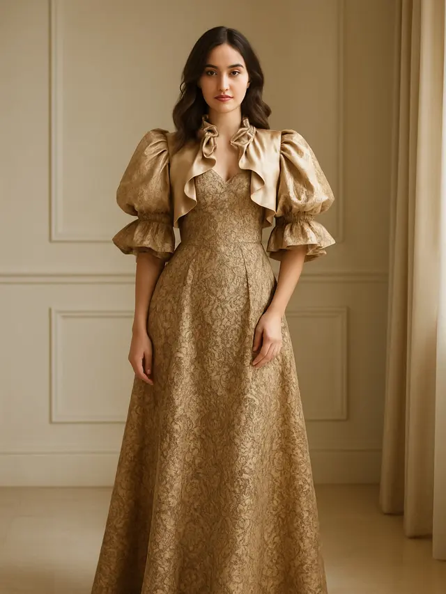 Model Long Dress Kombinasi Outer Satin