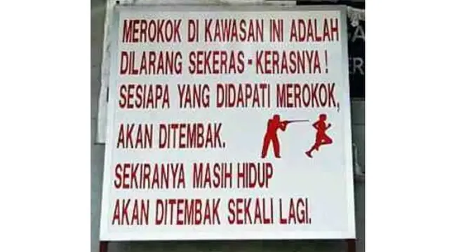 6 Tulisan Dilarang Merokok Ini Nyeleneh, Bikin Ngakak